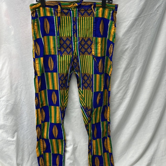 African inspired Kente cloth dashiki 2 piece suit sz M-l - Picture 5 of 8
